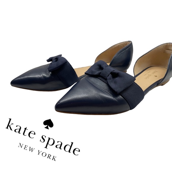 kate spade Shoes - Beautiful Kate Spade Navy Blue D’Orsay Leather Pointed Flats!